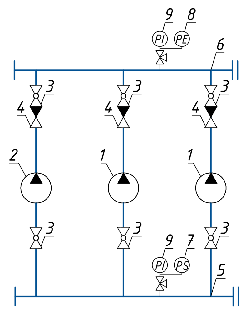 Гидравлическая схема насосной установки